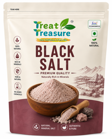 Treat Treasure Premium Black Salt Powder | 100% Pure & Natural Kala Namak | Rich in Minerals & Digestive Support